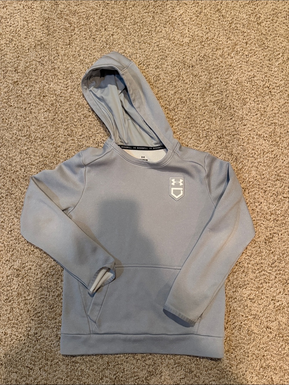 Under Armour Kids' Light Gray Hooded Baseball Sweatshirt Youth Medium